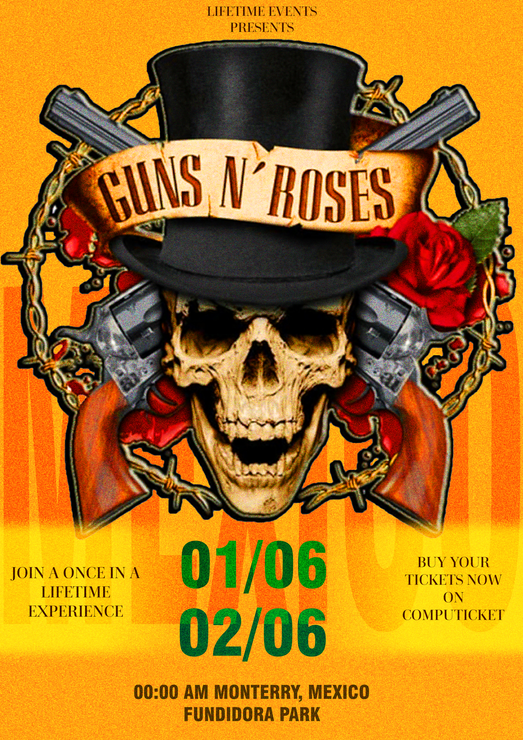 guns n roses concert poster